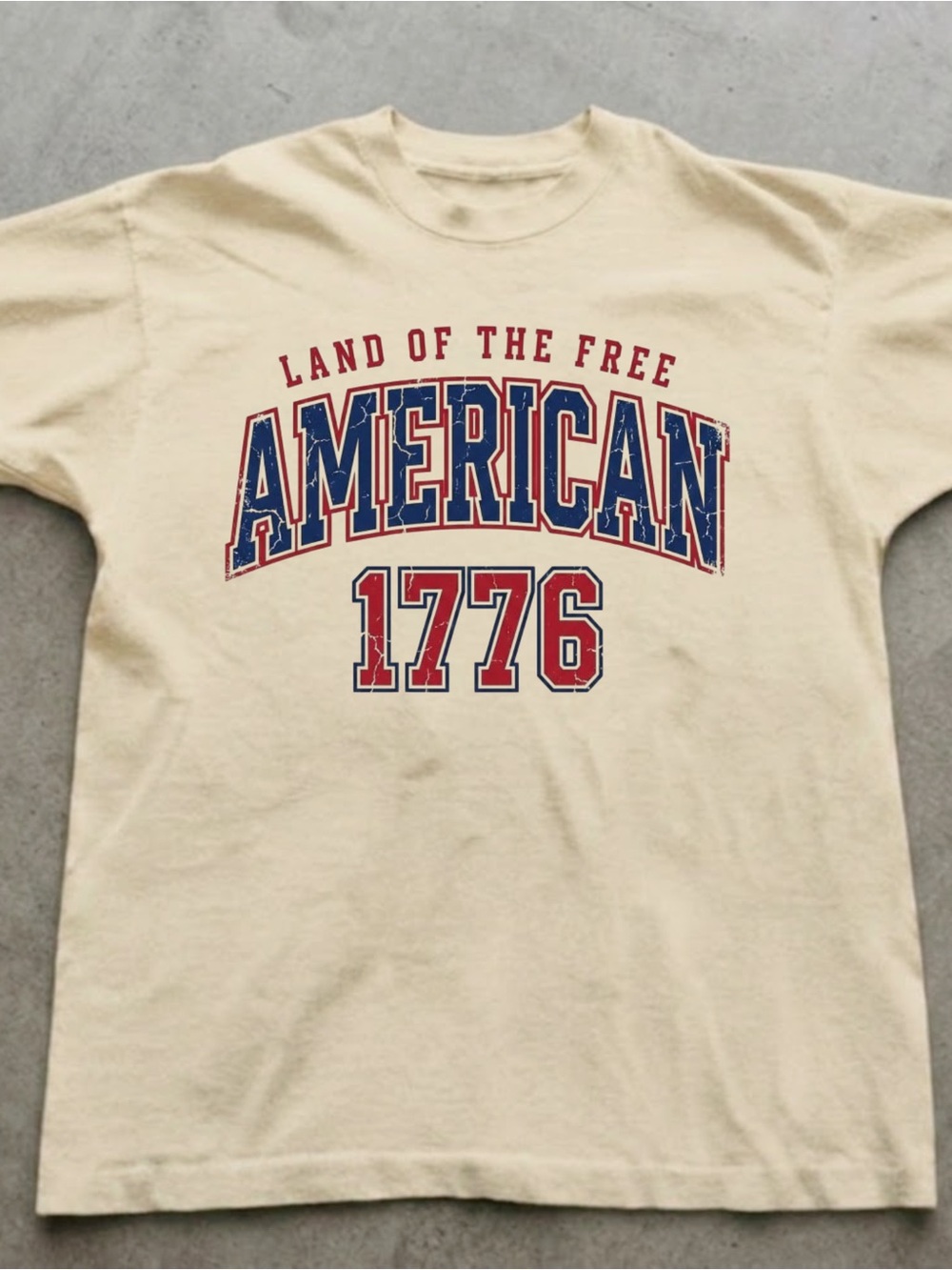 American 1776 "Land of the Free" Tee Cream Gildan T-shirt